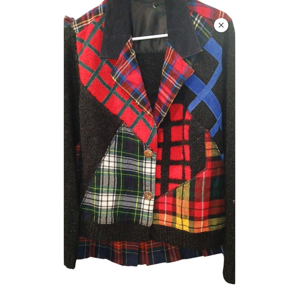 Vintage Mix Media Plaid Jacket‎